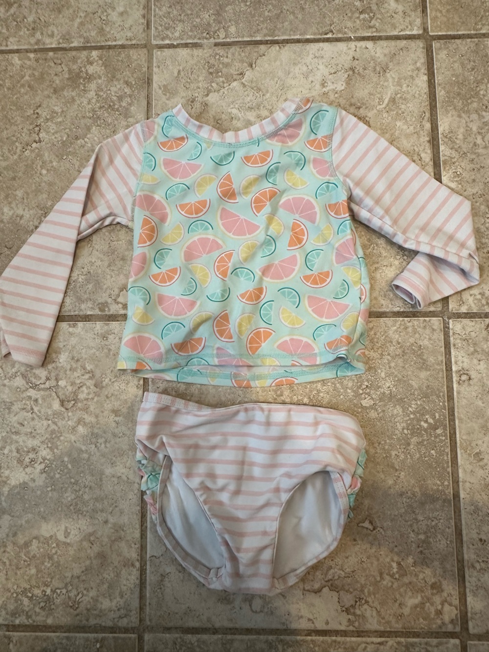 Ruffle Butts Pastel Citrus Rash Guard Set - Mint, Pink, Yellow, Orange